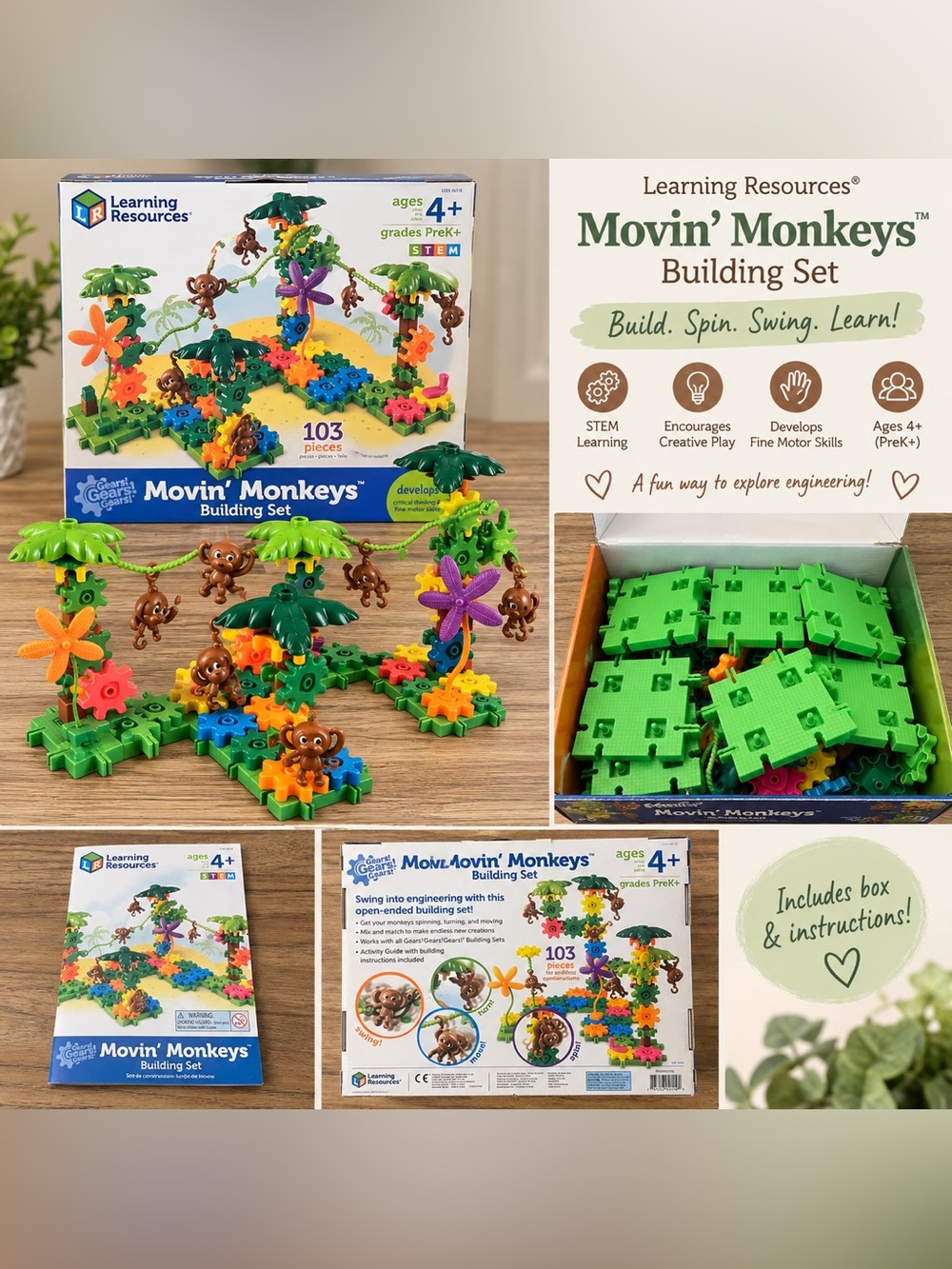 Learning Resources Gears! Gears! Gears! Movin’ Monkeys Building Set 🐒🌴